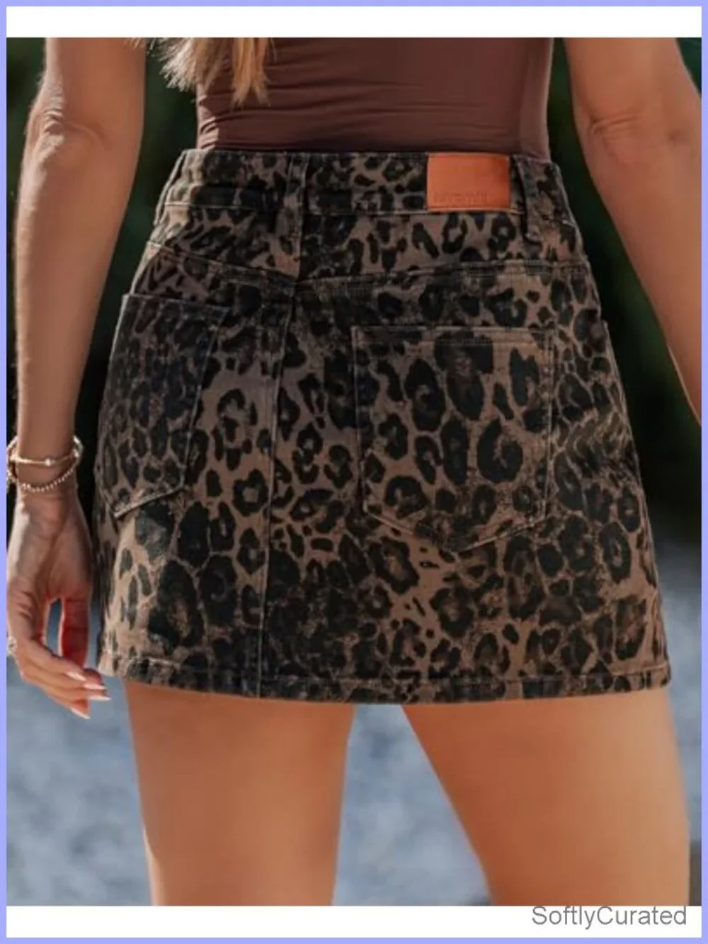 Leopard Print High Waisted Skort with Pockets and Side Slit